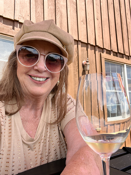 Karen Duquette enjoying the wine