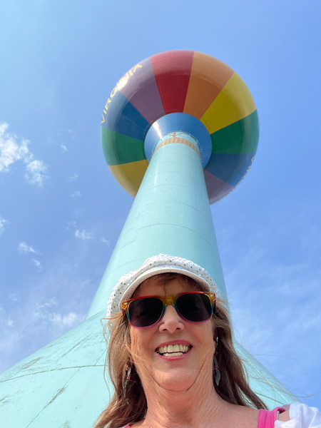 Karen Duquette at the Wytheville hot air balloon water tower