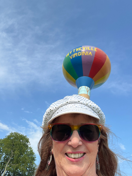 Karen Duquette at the Wytheville hot air balloon water tower