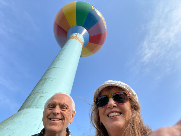 The two RV Gypsies at the Wytheville hot air balloon water tower