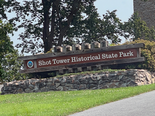 Shot Tower Historical State Park entry sign