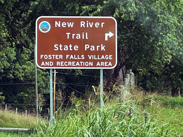 New River Trail and Foster Falls Village sign