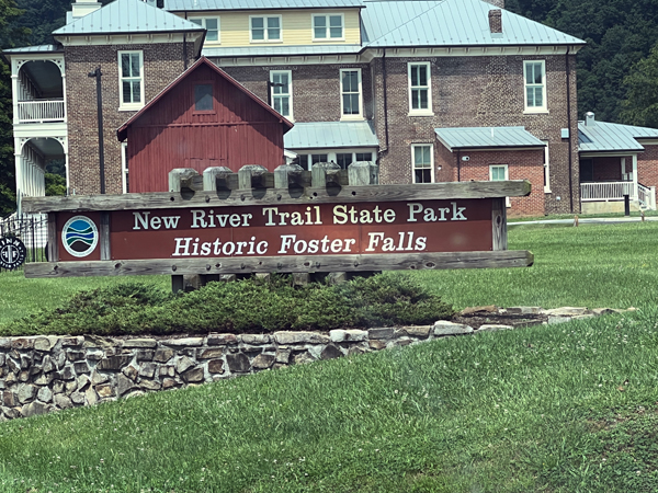 Historic Foster Falls sign at New River Trail State Park