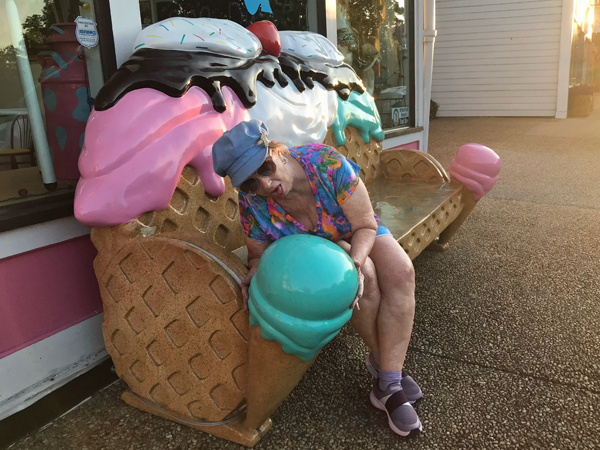 Karen Duquette and a really big ice cream cone