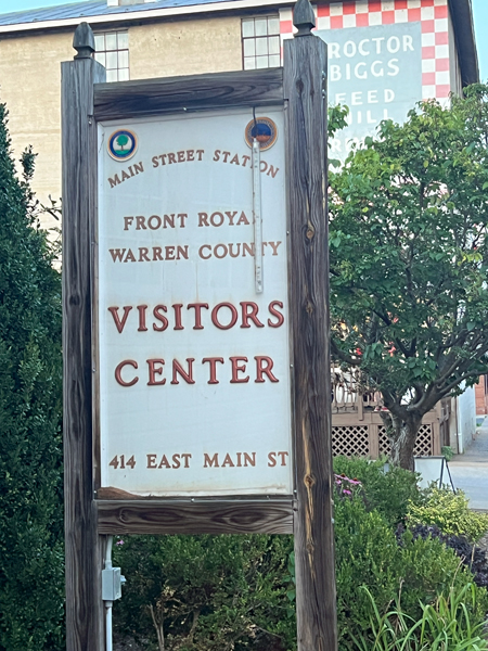 Front Royal Visitors Center sign