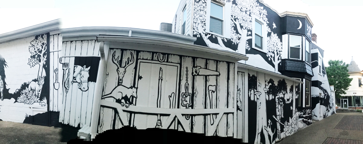 art on a building panorama
