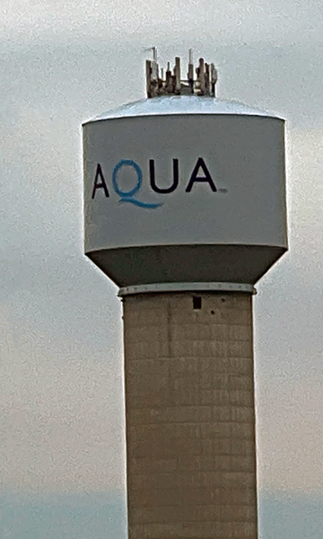 Aqua water tower in Virginia