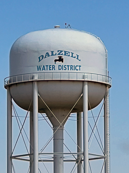 Dalzell Water District water tower.