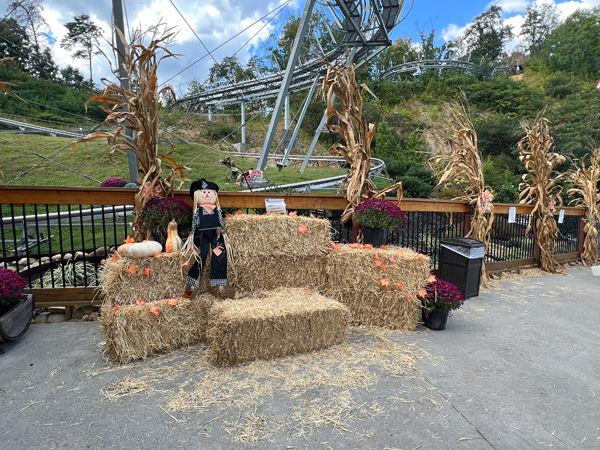 Halloween decorations at the Rocky Top Mountain Caoster