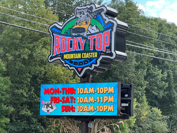 Rocky Top Mountain Coaster sign