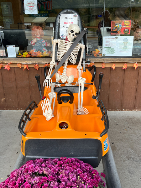 skeleton in a roller coaster