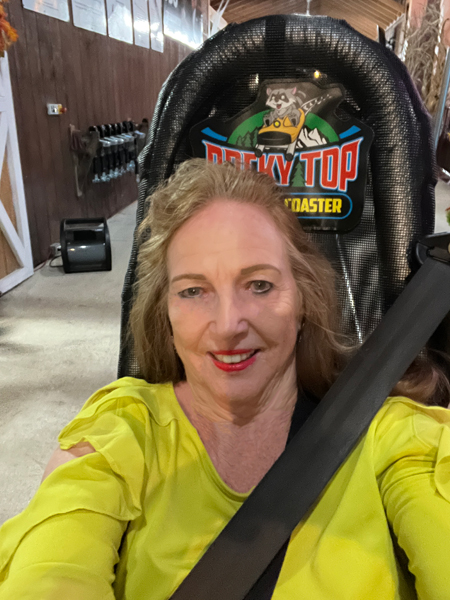 Karen Duquette in the Rocky Top coaster