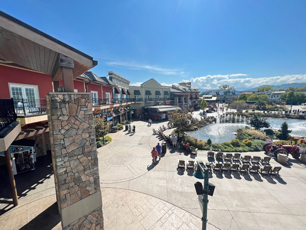 View from the second floor outdoor lounge of Margaritaville Island Hotel