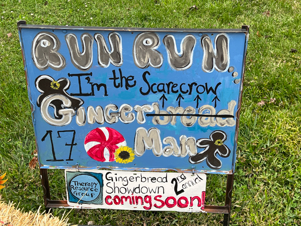 Ginger Scarecrow man sign