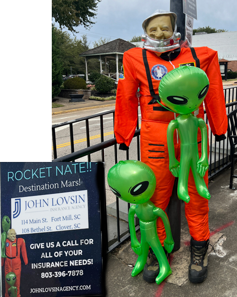 Rocket Nate and Destination Mars scarecrows