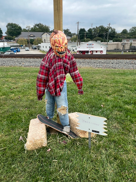 skate board scarecrow