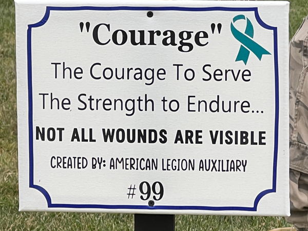 The American Legion Auxiliary Unit 43 courage sign