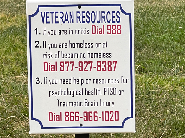 Veteran Resources information sign