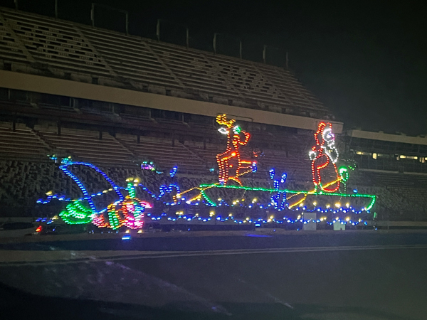 Santa Claus and a reindeer rowing a boat