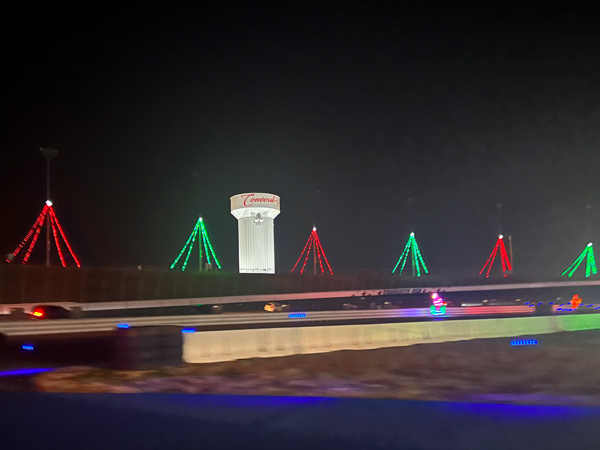 Concord water tower and christmas trees