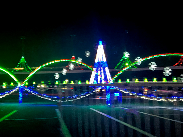 Lit Christmas Tree at Charlotte Speedway
