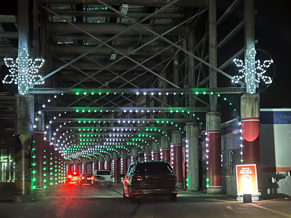 square shaped tunnel with lights
