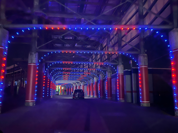 square shaped tunnel with lights