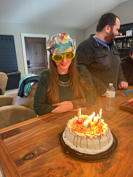 Karen Duquette and her birthday cake