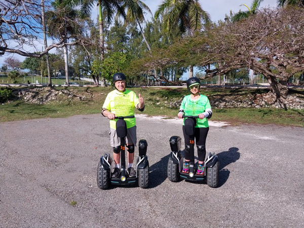 the two RV Gypsies on Segways in the Bahamas