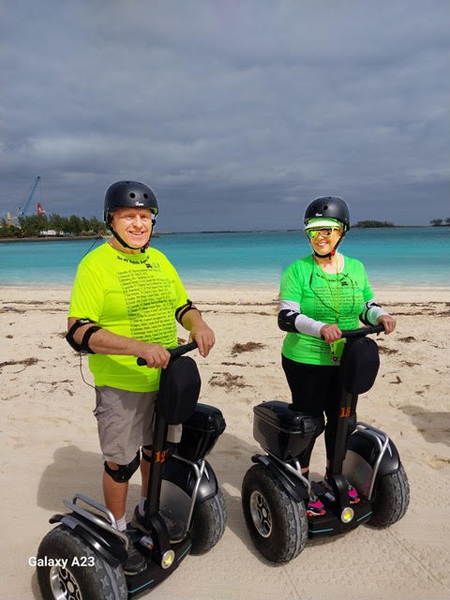 The two RV Gupsies on Segways in the Bahamas