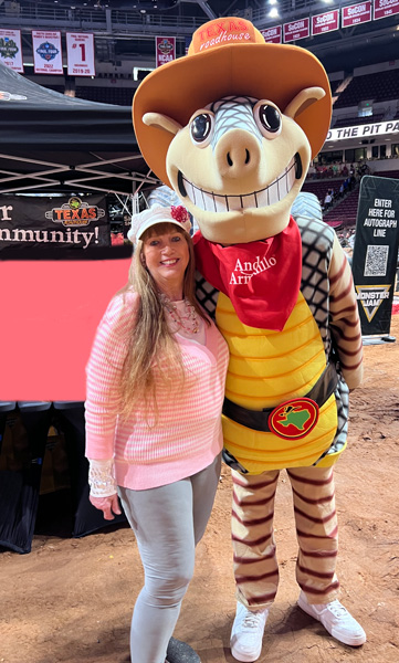 Karen Duquette with an Armadillo