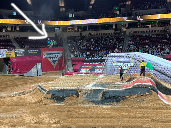 biker in the air at Monster Jam