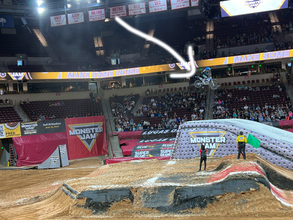 biker in the air at Monster Jam