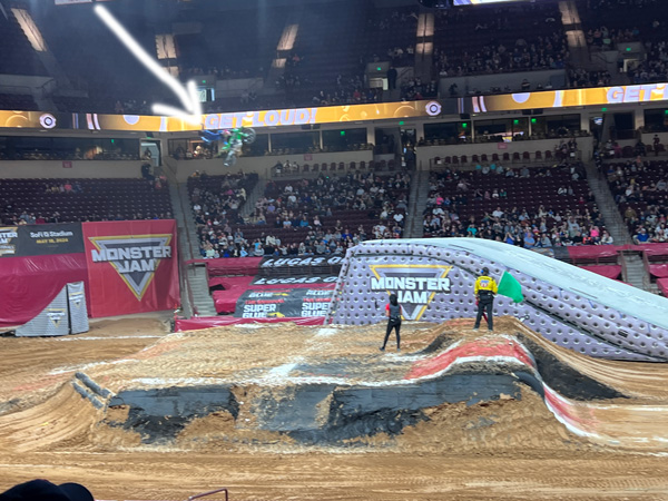 biker in the air at Monster Jam