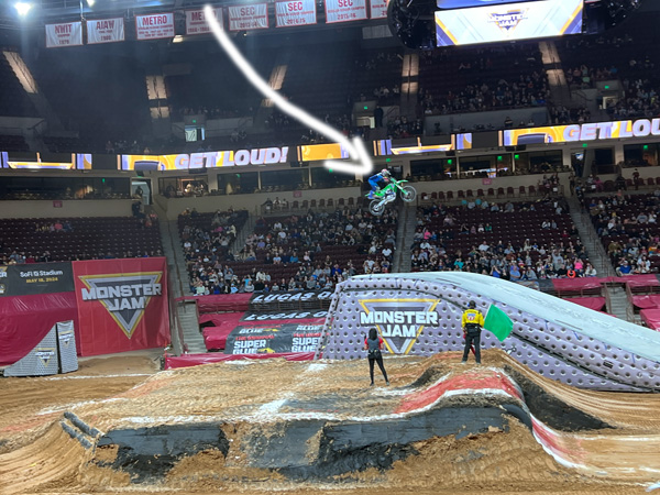 biker in the air at Monster Jam