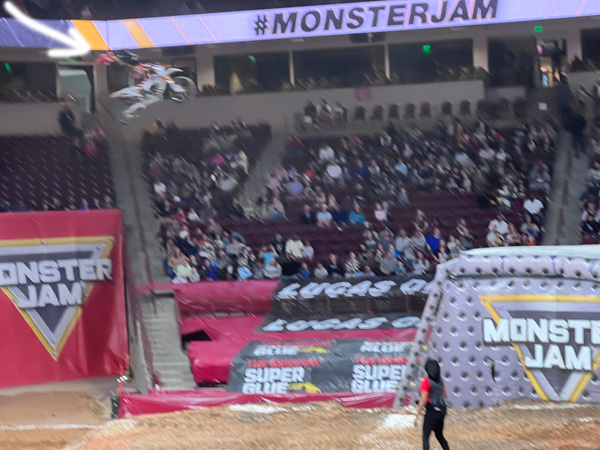 biker in the air at Monster Jam
