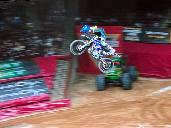 biker in the air at Monster Jam