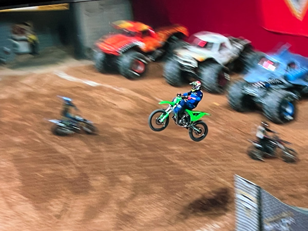 biker in the air at Monster Jam