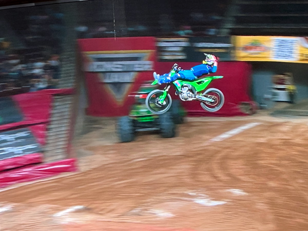 biker in the air at Monster Jam