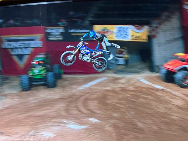 biker in the air at Monster Jam