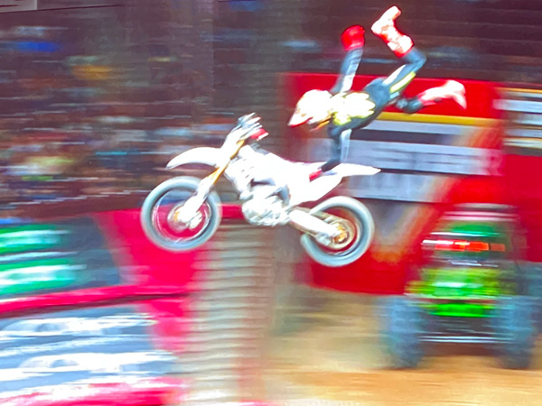 biker in the air at Monster Jam