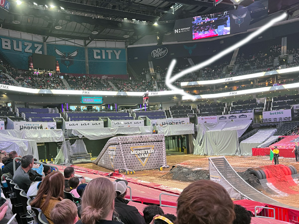 Monster Jam biker high in the air