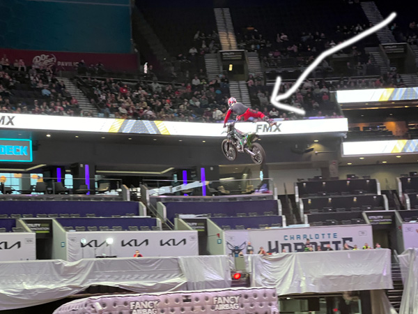 Monster Jam biker high in the air