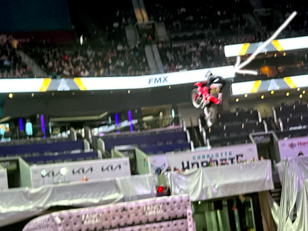 Monster Jam biker high in the air