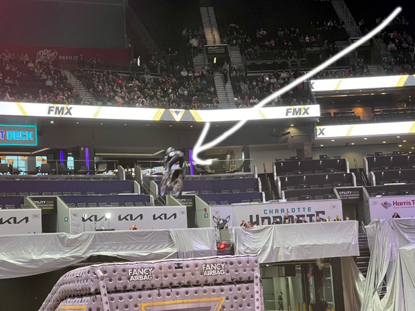 Monster Jam biker high in the air