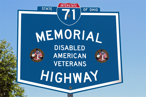 Disabled american Veterans Highway Memorial sign