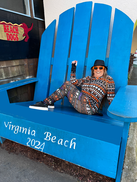 Karen Duquette found a big beach chair to relax in