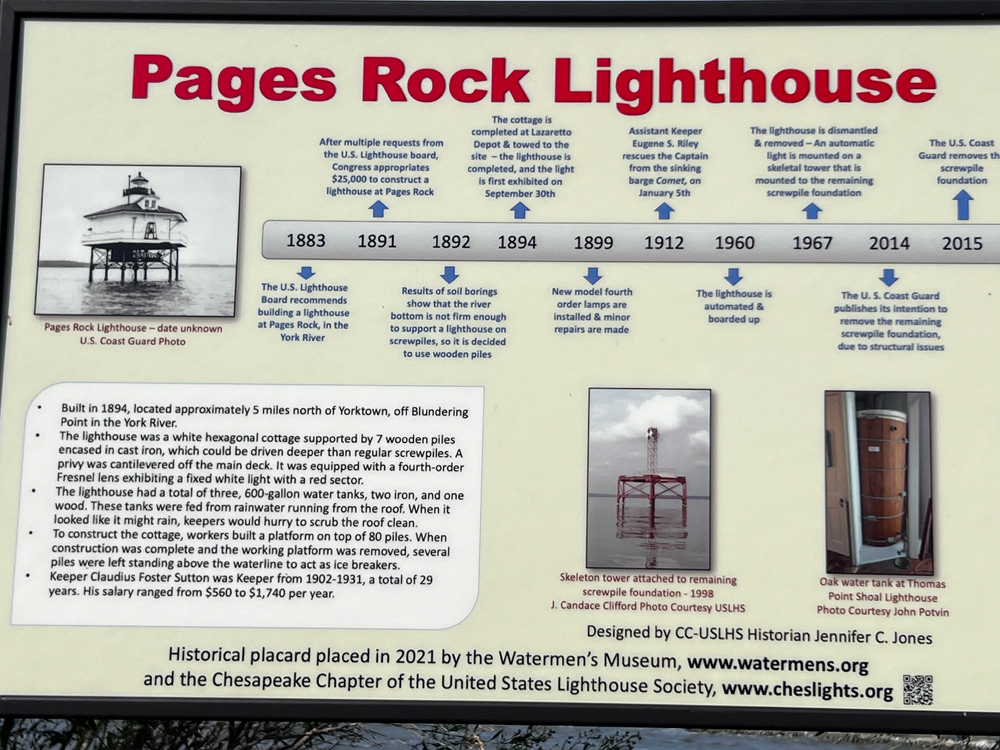 sign about Pages Rock Lighthouse