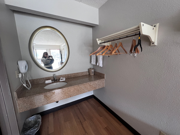 sink and closet at Red Roof Inn