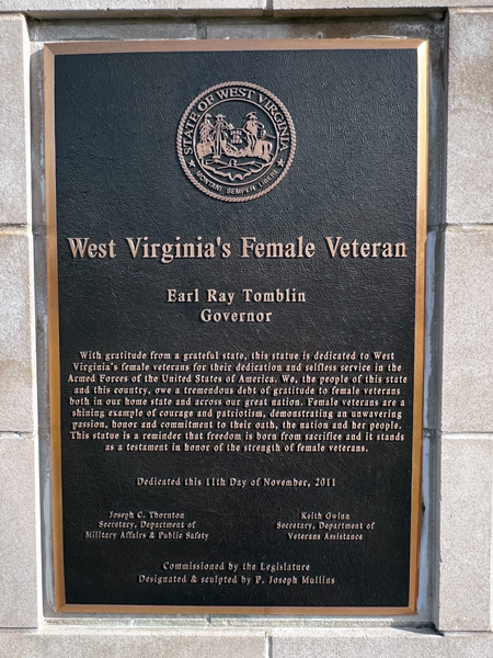 West Virginia's Female Veteran plaque